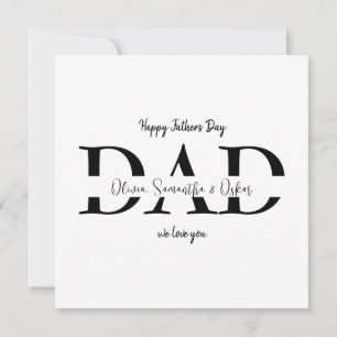 Custom Happy Father's Day Flat Card with Kids Name
