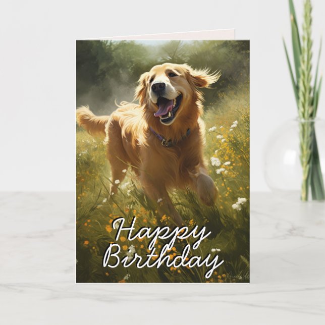 Custom Happy Golden Retriever Birthday Card  (Front)