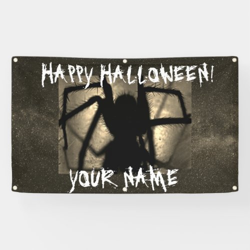 CUSTOM HAPPY HALLOWEEN BANNER WITH SPIDER