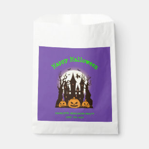 Custom Happy Halloween Haunted House Purple Favor Bag