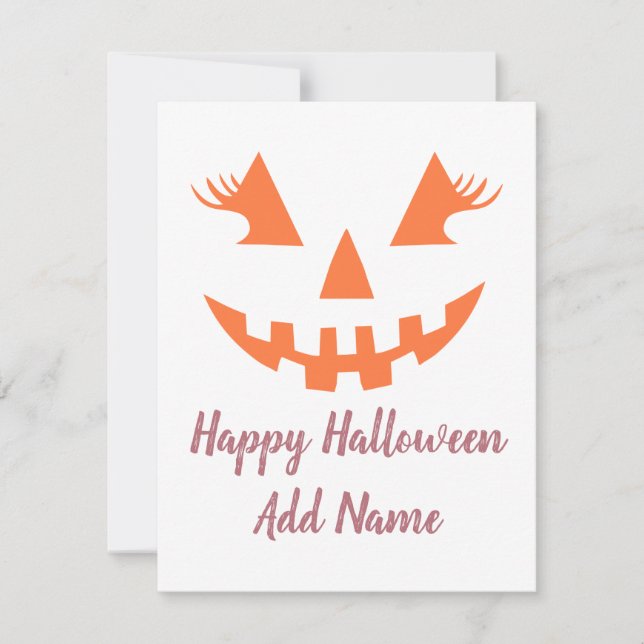 Custom Happy Halloween Jack O Lantern Pumpkin Holiday Card (Front)