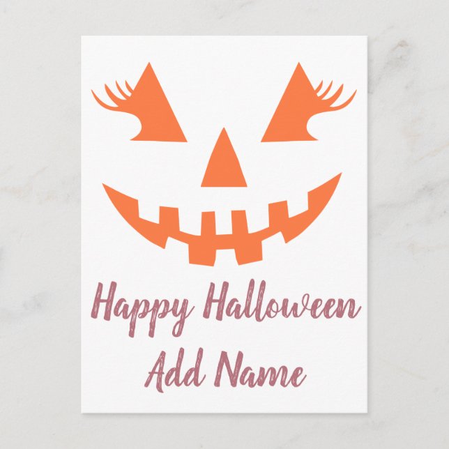 Custom Happy Halloween Jack O Lantern Pumpkin Postcard (Front)