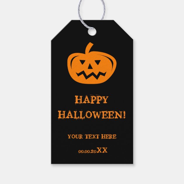 Custom Happy Halloween Party Favor Carved Pumpkin Gift Tags