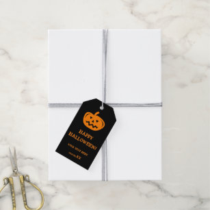 Custom Happy Halloween party favor carved pumpkin Gift Tags