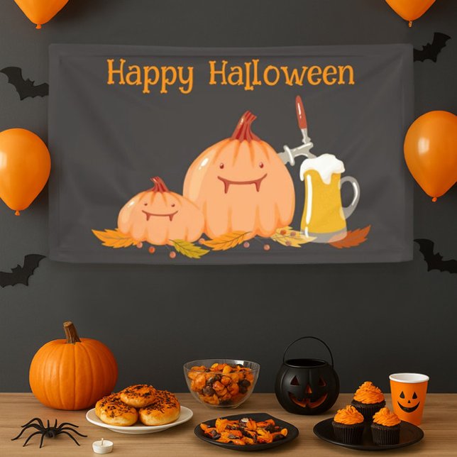 Custom Happy Halloween Pumpkins & Beer Banner (Creator Uploaded)