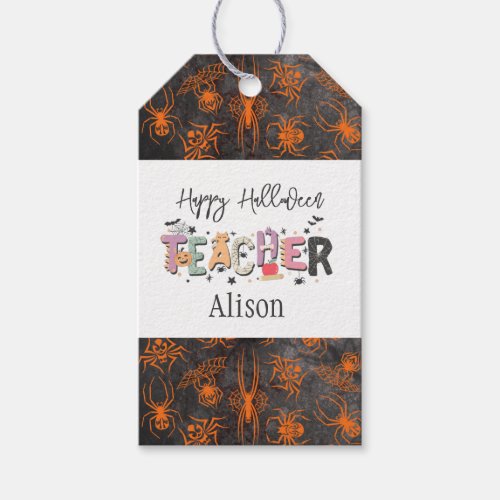 Custom Happy Halloween School Teacher Spooky Gift Tags