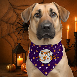 Custom Happy Halloween Spooky Ghost Pumpkin Pet Bandana Collar