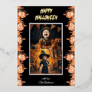 Custom "Happy Halloween" Two Photo Foil Invitation