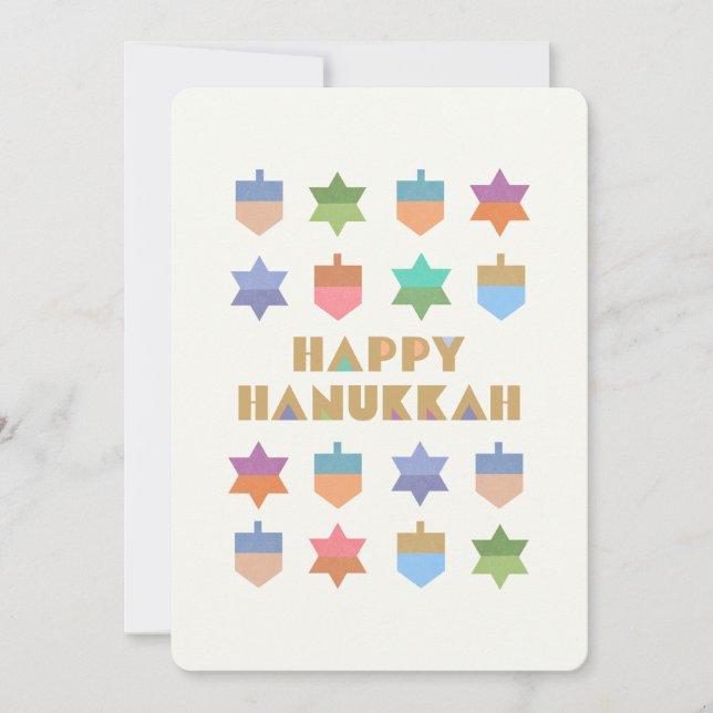 Custom Happy Hanukkah Dreidels and Stars (Front)