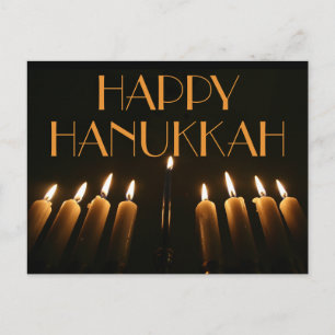 Custom Happy Hanukkah Menorah Candle Invitation Postcard
