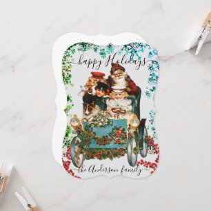 Custom Happy Holidays Chic Rustic Vintage Ephemera