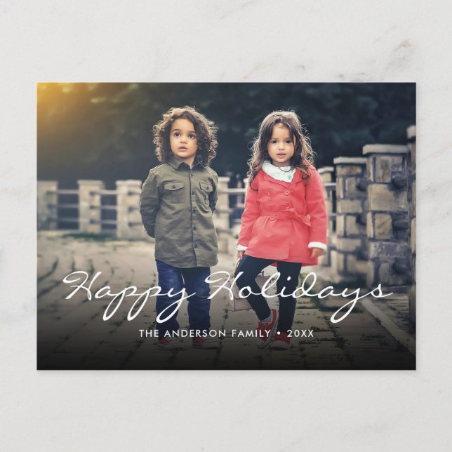 Custom Happy Holidays Christmas Typography Holiday Postcard (Front)