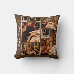 Custom Happy Holidays Photos Throw Pillow