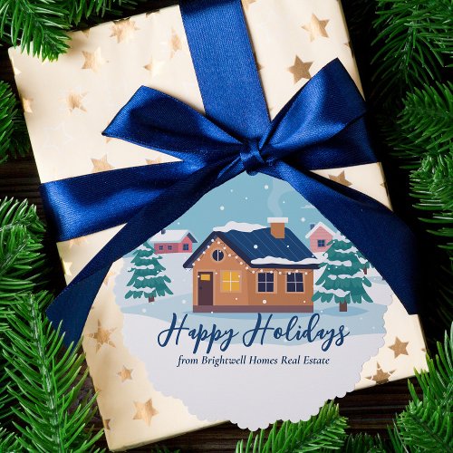 Custom Happy Holidays Real Estate Company Gift Ornament Card