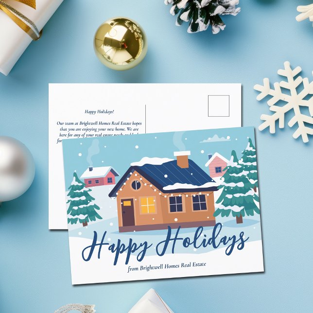 Custom Happy Holidays Real Estate Company Holiday Postcard (Creator Uploaded)