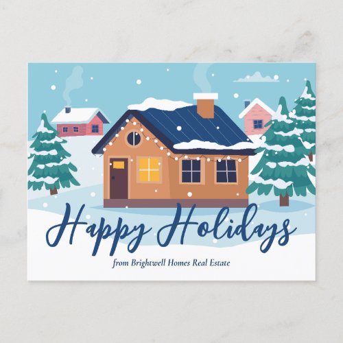 Custom Happy Holidays Real Estate Company Holiday Postcard