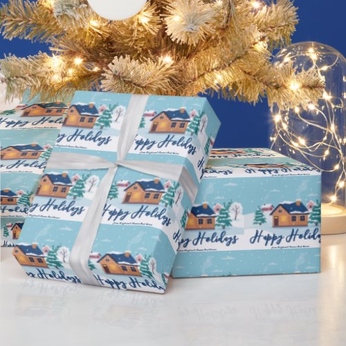 Custom Happy Holidays Real Estate Company Holiday Wrapping Paper