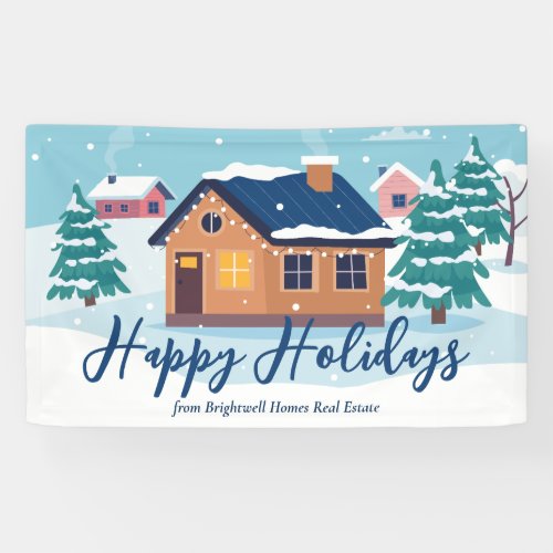 Custom Happy Holidays Real Estate Company Party Banner