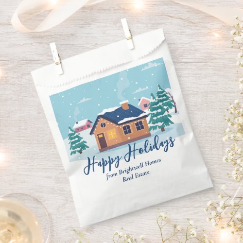 Custom Happy Holidays Real Estate Company Party Favor Bag