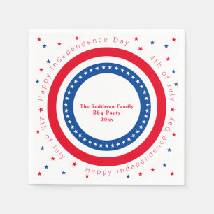 Custom Happy Independence Day Red White Blue Stars Napkins