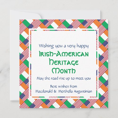 Custom HAPPY IRISH_AMERICAN HERITAGE MONTH Holiday Card