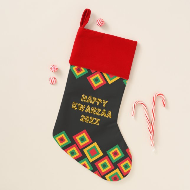 Custom HAPPY KWANZAA Christmas Stocking (Front)