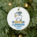 Custom Happy Llamakkah Happy Hanukkah  Ceramic Ornament<br><div class="desc">Searching for great gifts for Chrismukkah,  Christmas or Hanukkah? Check out this item and our full collection of fun,  unique personalized items for that special someone in your circle.</div>