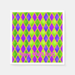 Custom Happy MARDI GRAS Diamonds Disposable Paper Napkins