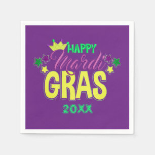 Custom Happy MARDI GRAS Disposable Cocktail Paper Napkins