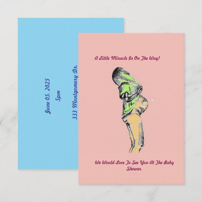 Custom Happy mom baby shower invitations (Front/Back)