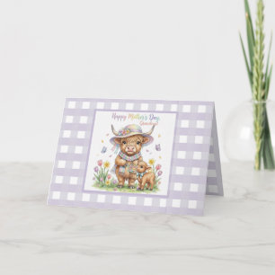Custom Happy Mother's Day Grandma Highland Cow  Ca Card