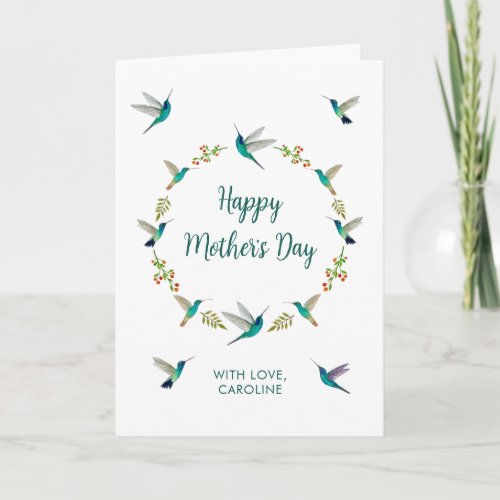 Custom Happy Mothers Day Hummingbirds Card