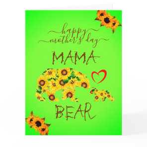 Custom Happy Mothers Day MAMA BEAR Sunflowers Mom Card
