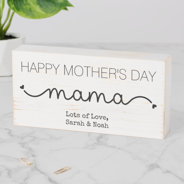 Custom Happy Mother's Day Mama Gifts Wooden Box Sign (In Situ Horizontal)