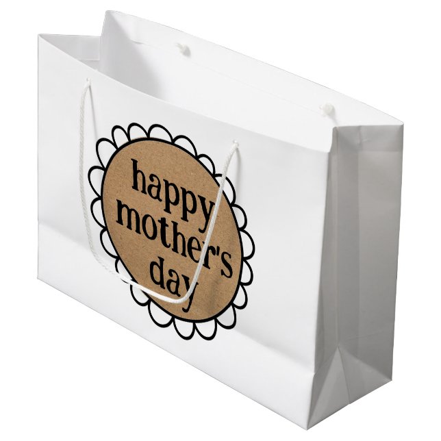 Custom HAPPY MOTHER'S DAY Scalloped Edge Large Gift Bag (Front Angled)
