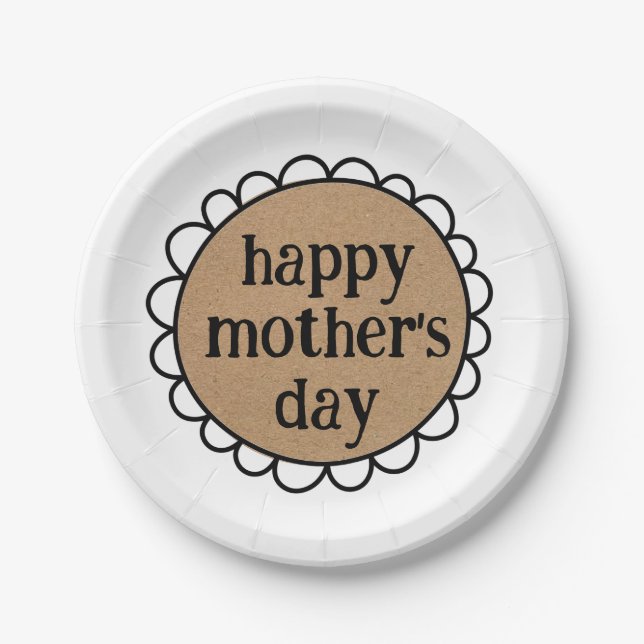 Custom HAPPY MOTHER'S DAY Scalloped Edge Paper Plates (Front)