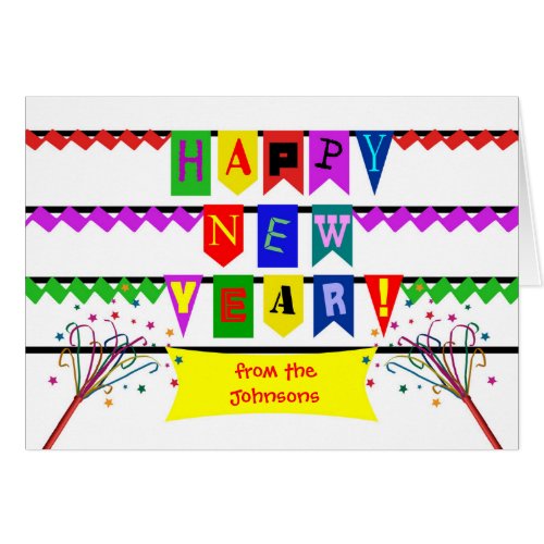 Custom Happy New Year  Bright and Colorful Flags