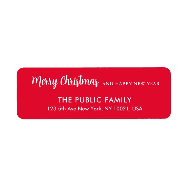 Custom Happy New Year Merry Christmas Red & White Label (Front)