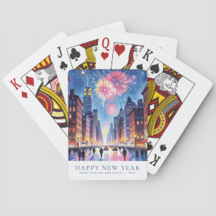 Custom Happy New Year New York City Fireworks Poker Cards