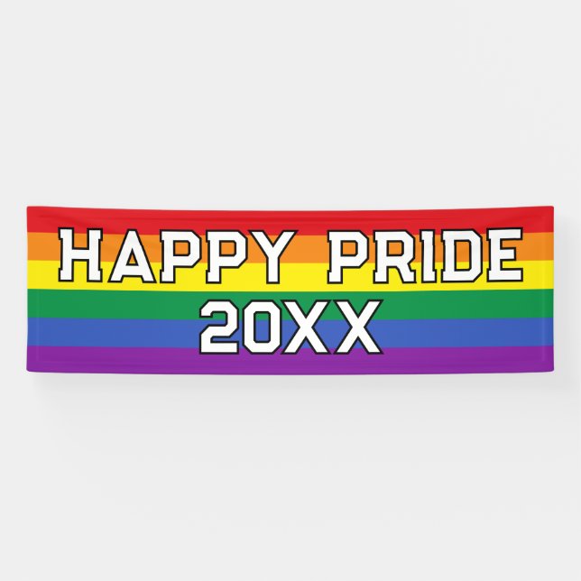 Custom Happy Pride LGBT Gay Pride Party Rainbow Banner (Horizontal)