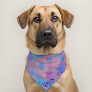 Custom Happy Puppy Watercolor Soft Pet Scarf Bandana Collar