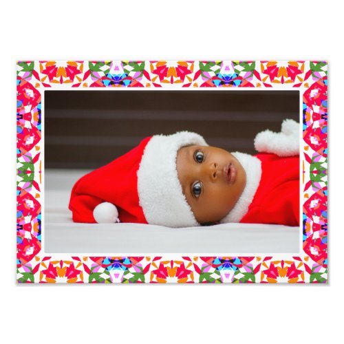 Custom Happy Red Bright Green Christmas Keepsake Photo Print