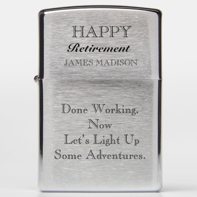 Custom Happy Retirement Personalized Name Zippo Lighter (Front)