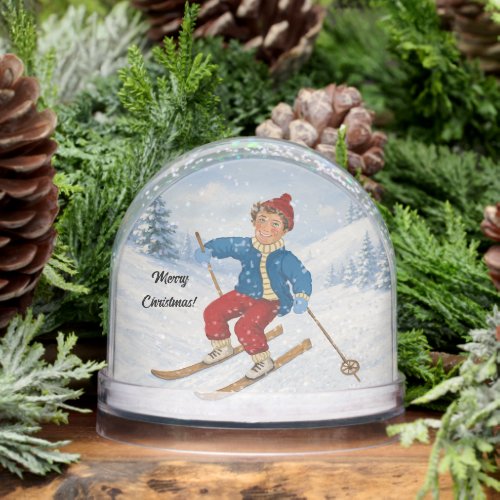 Custom Happy Skier Snow Globe
