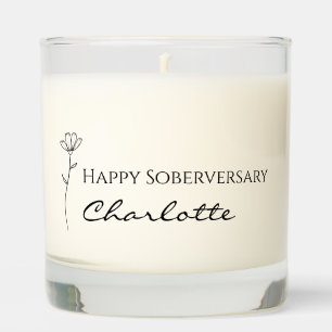 Custom Happy Soberversary with Name and Sober Date Scented Candle