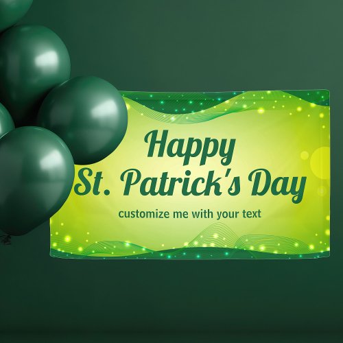 Custom Happy St Patricks Day Green Sparkle Party Banner