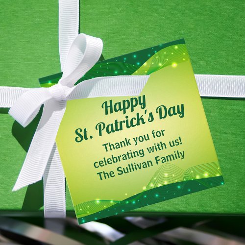 Custom Happy St Patricks Day Green Sparkle Party Favor Tags