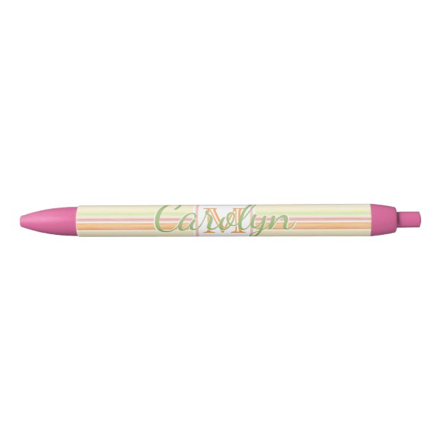 Custom Happy Sunny Summer Watercolor Art Stripes Pen (Front)