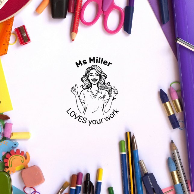 Custom Happy Teacher Message Classroom  Rubber Stamp (Creator Uploaded)