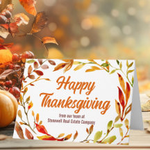 Custom Happy Thanksgiving Autumn Leaves Company
